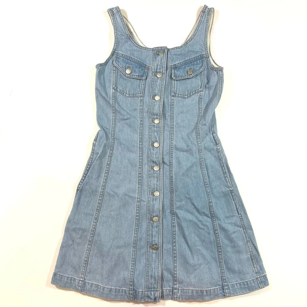New Madewell Denim Sleeveless Seamed Mini Dress - Picture 3 of 9